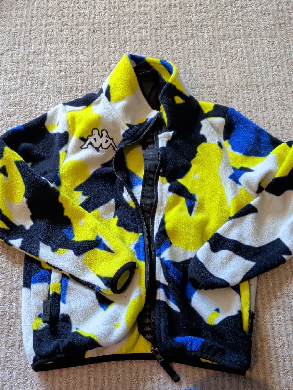 Kappa Neon Camo Fleece Jacket - Yellow, Blue, Black, White